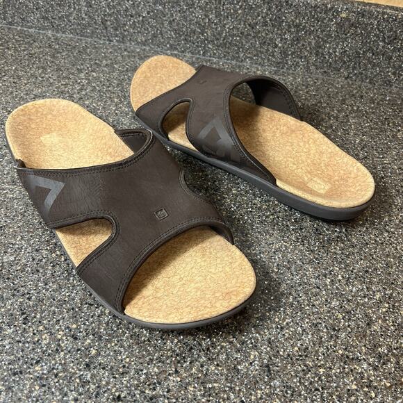 Spenco Kholo Mens Orthotic Slide Sandals Synthetic Brown Size 14 Comfort Slip On - Picture 1 of 10